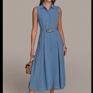 Donna Karan Light Blue Sleeveless Midi Dress